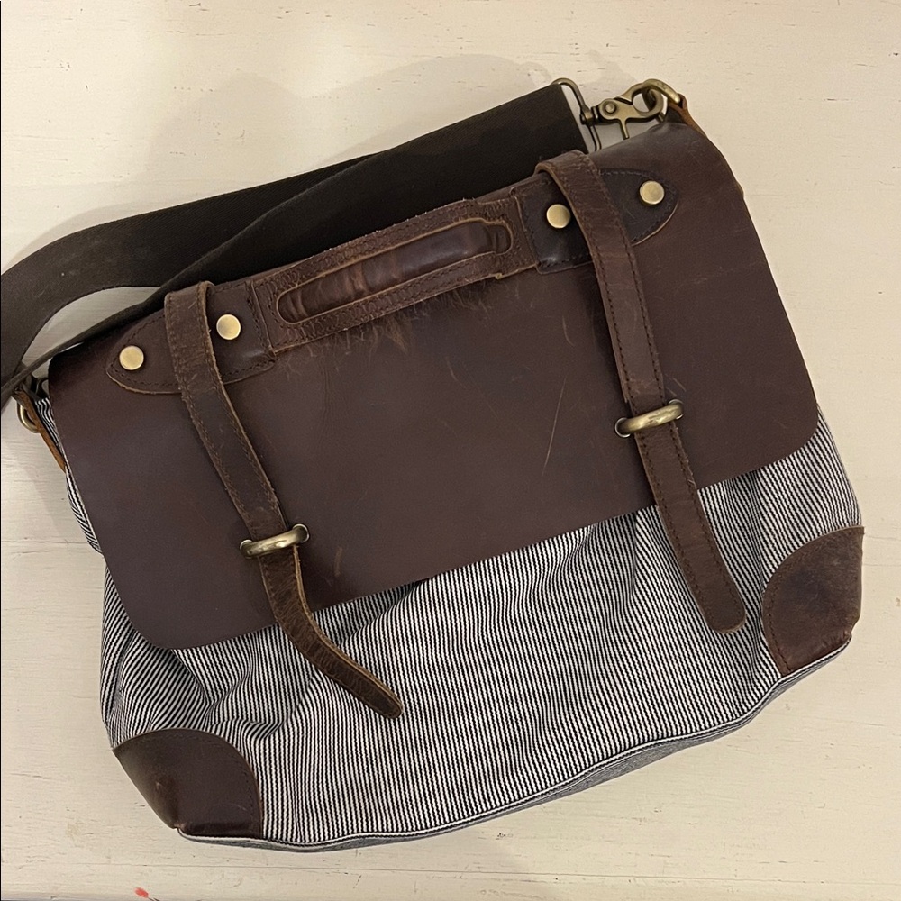 Anthropologie Brown and Striped Crossbody Bag